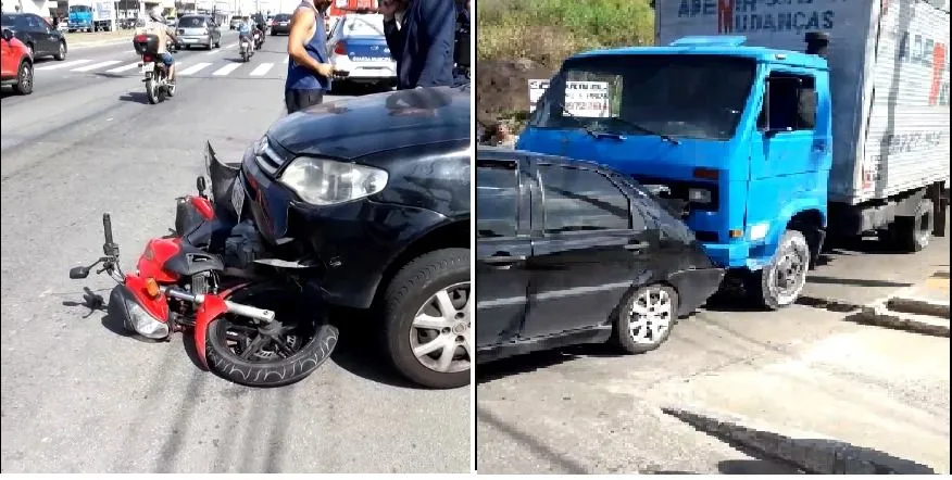 Imagem ilustrativa da imagem Acidente com três veículos deixa motociclista ferida na Lindenberg