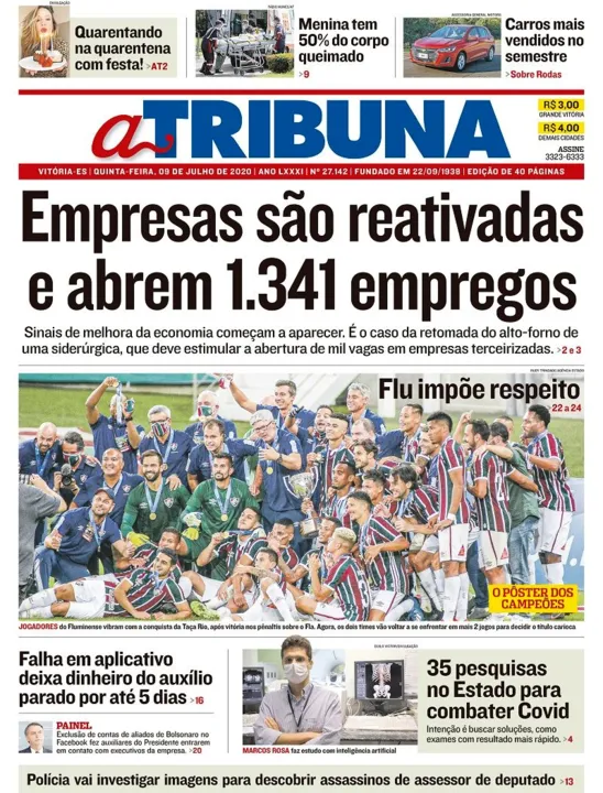 Imagem ilustrativa da imagem Clique aqui e veja os destaques do jornal A Tribuna desta quinta