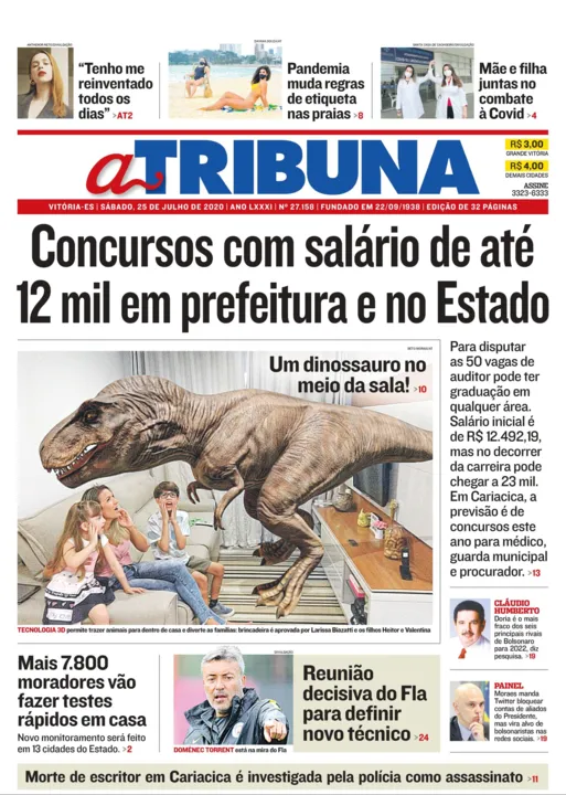 Imagem ilustrativa da imagem Clique aqui e confira os destaques do jornal A Tribuna deste sábado