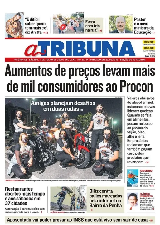 Imagem ilustrativa da imagem Confira os destaques do jornal A Tribuna deste sábado