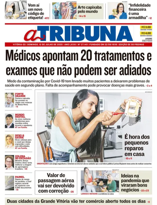 Imagem ilustrativa da imagem Confira os destaques do Jornal A Tribuna deste domingo
