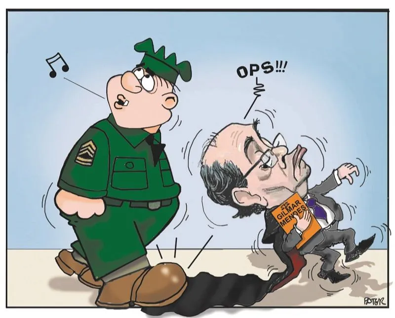 Imagem ilustrativa da imagem Crise entre Gilmar Mendes e o Exército é o tema da Charge do Dia