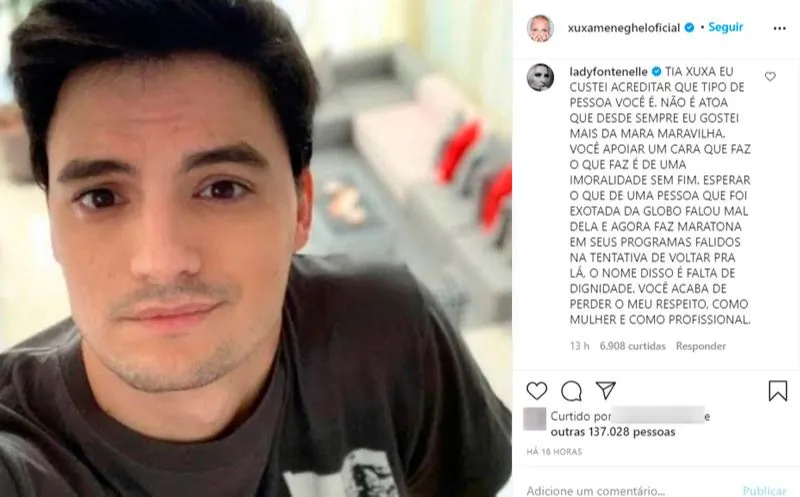 Imagem ilustrativa da imagem Xuxa sai em defesa de Felipe Neto e é criticada por Antonia Fontenelle
