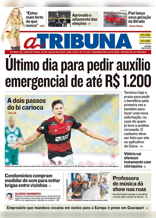Imagem ilustrativa da imagem Clique aqui e veja os destaques do jornal A Tribuna desta quinta