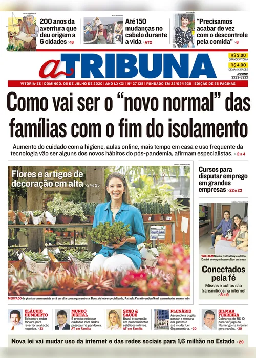 Imagem ilustrativa da imagem Clique aqui e confira os destaques do jornal A Tribuna deste domingo