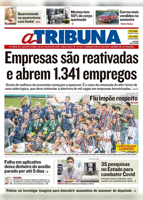 Imagem ilustrativa da imagem Clique aqui e veja os destaques do jornal A Tribuna desta quinta