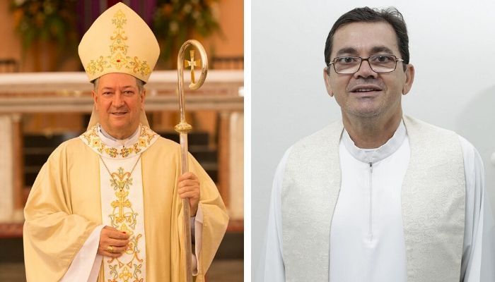 O bispo de Colatina, dom Joaquim Wladimir Lopes Dias (esquerda), e o padre de Linhares, Maurício Fornanciare (direita), testaram positivo para o novo coronavírus (Foto: Divulgação)