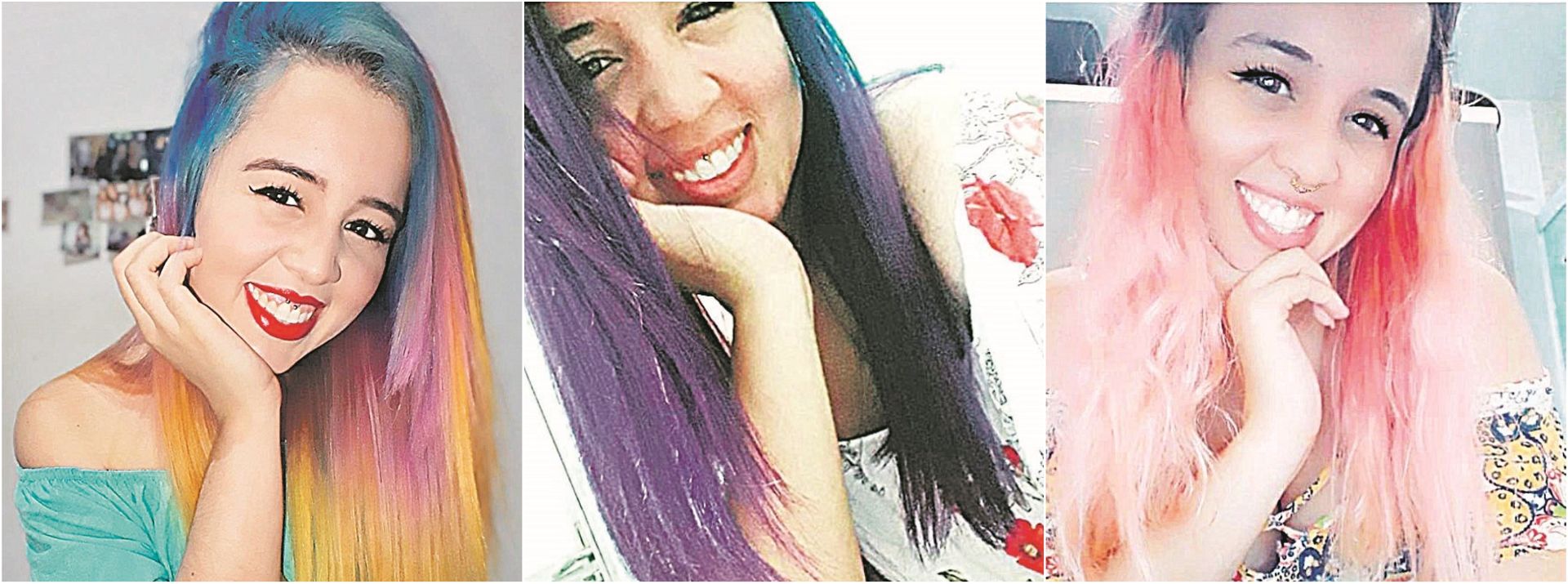 “Não fica na mesmice”- A vendedora Sharon Stefanie Malaquias, 23, adora colorir o cabelo para realçar sua personalidade extrovertida. Ela já pintou os fios de cores diferentes umas 15 vezes. “Gosto dessas mudanças, pois refletem muito quem eu sou, uma pessoa que não fica na mesmice”, diz. (Foto: Acervo Pessoal)