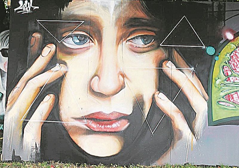 Painel exibido no maior festival mundial de arte urbana, o “Meeting of Styles” (“Encontro de Estilos”), na Dinamarca. (Foto: Acervo pessoal)