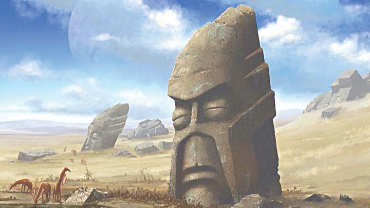 Ilustração de Adam Frank de alienígenas baseada na Ilha de Páscoa. (Foto: Divulgação)