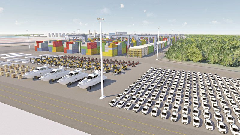 Projeção da retroárea do porto da Imetame, que vai movimentar cargas gerais e contêineres, uma das principais necessidades logísticas do Espírito Santo (Foto: Imetame)
