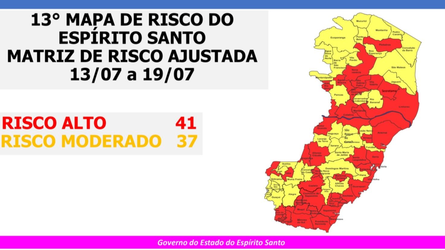 Novo mapa de risco (Foto: Divulgação Governo do Estado)