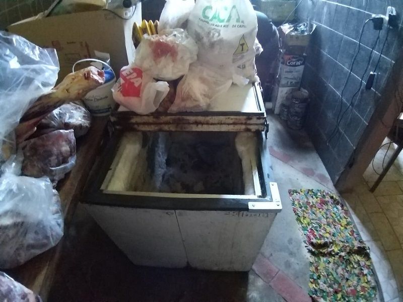A carne estava armazenada de forma irregular no estabelecimento (Foto: Divulgação/ Polícia Civil)