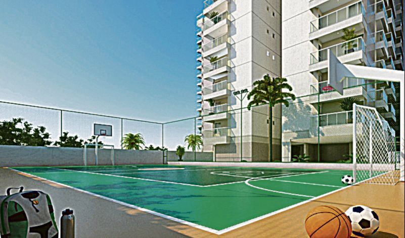 Quadra esportiva é um dos  diferenciais do Mar Dourado, na orla de Itaparica em Vila Velha (Foto: Divulgação / Galwan)