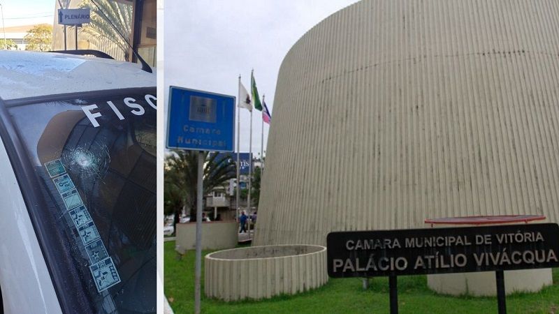 O fato só foi descoberto na manhã desta segunda-feira (20), quando um funcionário da limpeza verificou que o veículo estava com vidro dianteiro trincado e com uma perfuração (Foto: Divulgação)