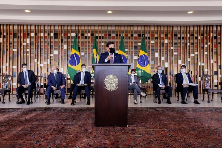 O Vice-Presidente da República, Hamilton Mourão, coordena a 2ª Reunião do Conselho Nacional da Amazônia Legal (CNAL) (Foto: Romério Cunha / VPR)