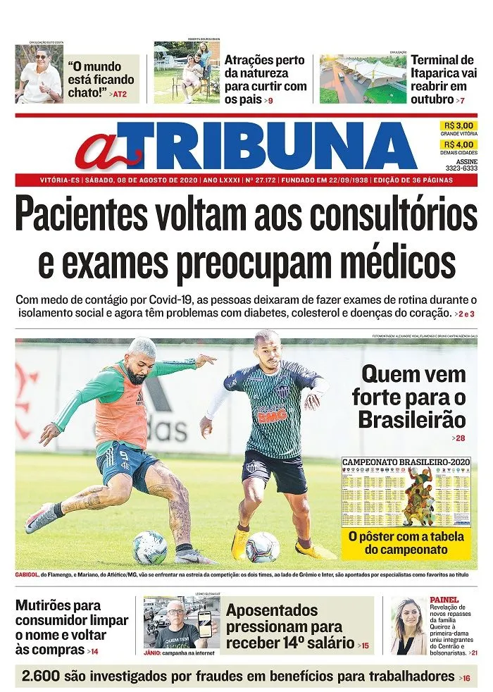 Imagem ilustrativa da imagem Clique aqui e veja os destaques do jornal A Tribuna deste sábado