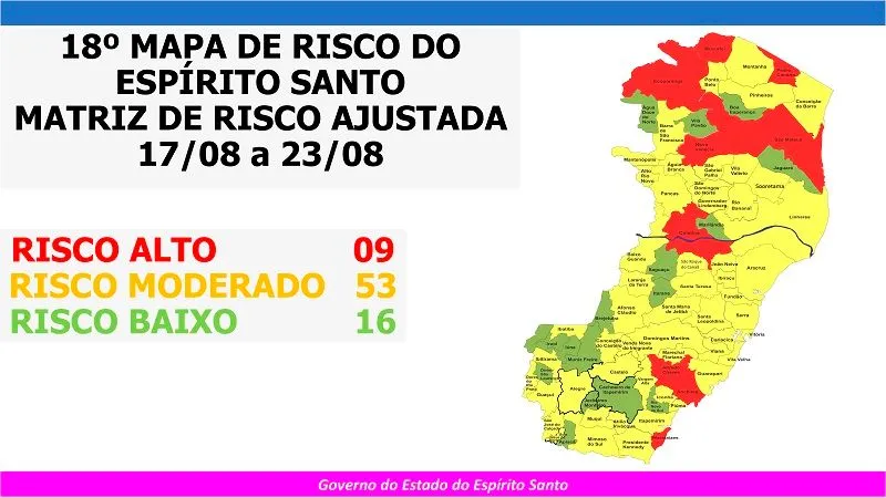 Imagem ilustrativa da imagem Cai número de cidades com alto risco de contaminação pelo novo coronavírus no ES