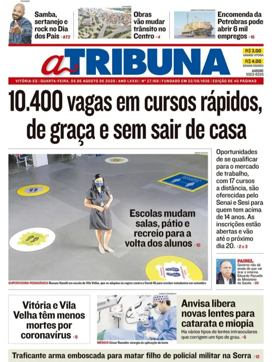 Imagem ilustrativa da imagem Clique aqui e veja os destaques do jornal A Tribuna desta quarta