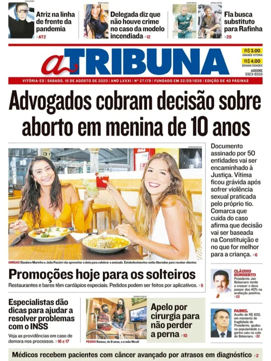Imagem ilustrativa da imagem Clique aqui e veja os destaques do jornal A Tribuna deste sábado