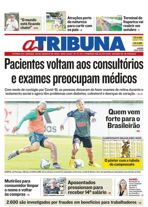 Imagem ilustrativa da imagem Clique aqui e veja os destaques do jornal A Tribuna deste sábado