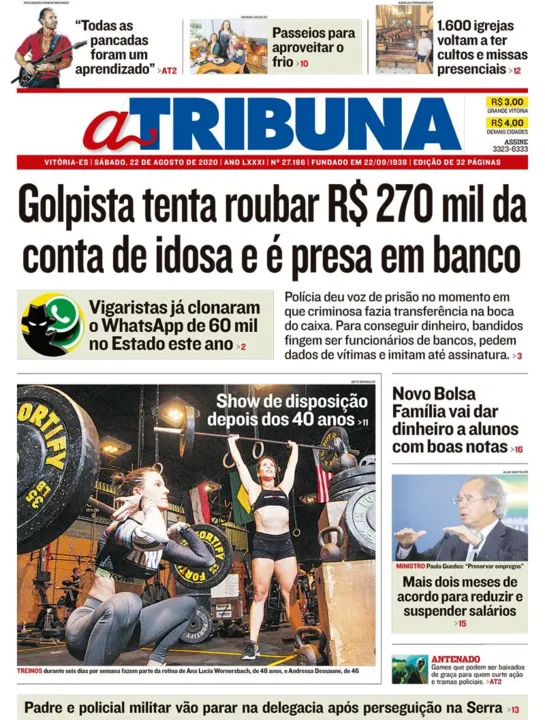 Imagem ilustrativa da imagem Confira os destaques do Jornal A Tribuna deste sábado