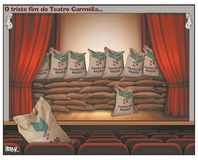 Imagem ilustrativa da imagem Destino do teatro Carmélia é o assunto da Charge do Dia