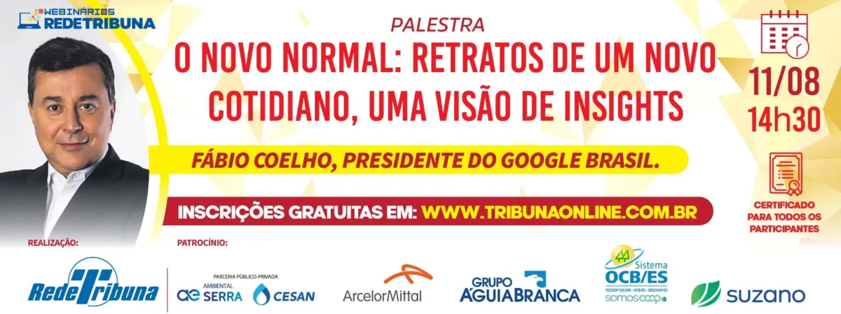 Imagem ilustrativa da imagem Presidente do Google Brasil, Fábio Coelho faz palestra no Webinário Rede Tribuna