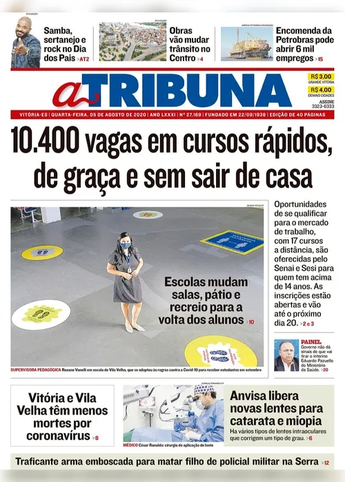 Imagem ilustrativa da imagem Clique aqui e veja os destaques do jornal A Tribuna desta quarta