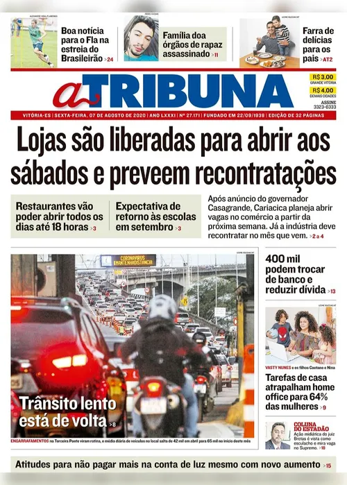 Imagem ilustrativa da imagem Clique aqui e veja os destaques do jornal A Tribuna desta sexta