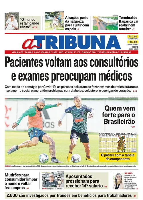 Imagem ilustrativa da imagem Clique aqui e veja os destaques do jornal A Tribuna deste sábado