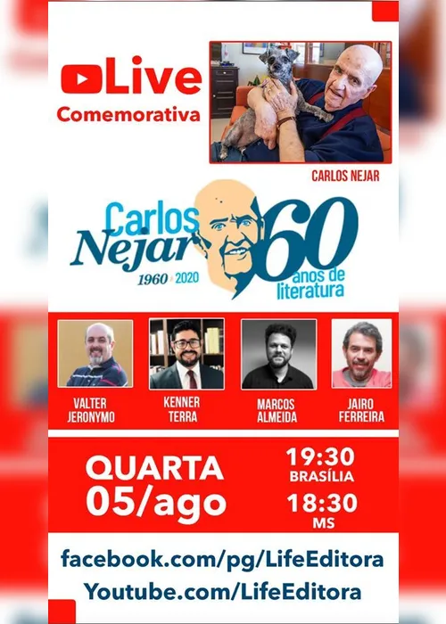 Imagem ilustrativa da imagem Escritor Carlos Nejar faz live para comemorar 60 anos de literatura nesta quarta