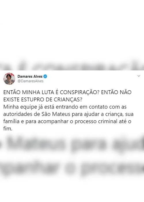 Imagem ilustrativa da imagem Ministra Damares diz que vai ajudar menina de 10 anos estuprada pelo tio no Estado