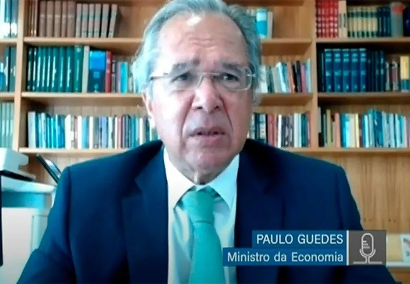 Ministro da Economia, Paulo Guedes, durante reunião virtual com o Congresso Nacional