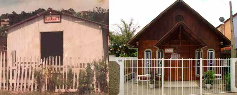 Casa onde se reuniam os primeiros membros da Igreja Maranata e um templo da ICM nos dias de hoje