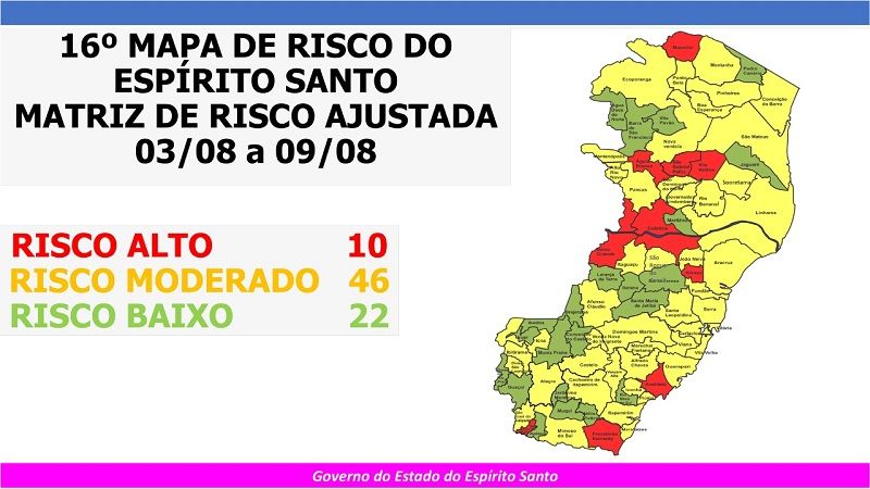 Mapa de Risco divulgado pelo governo do Estado (Foto: Governo do Estado)