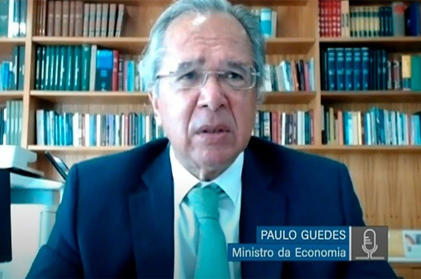Ministro da Economia, Paulo Guedes, durante reunião virtual com o Congresso Nacional (Foto: Agência Senado)