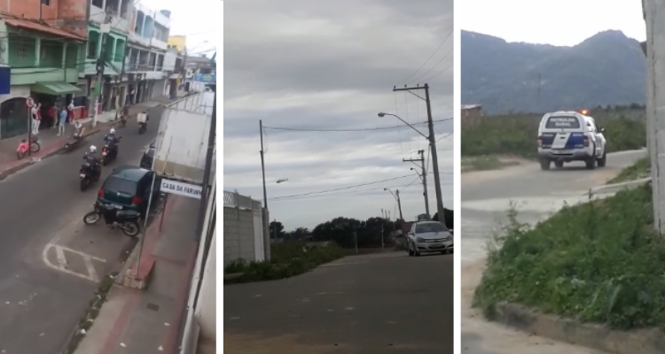 Imagens de vídeos amadores mostram algumas viaturas chegando ao bairro (Foto: Reprodução/Redes Sociais)