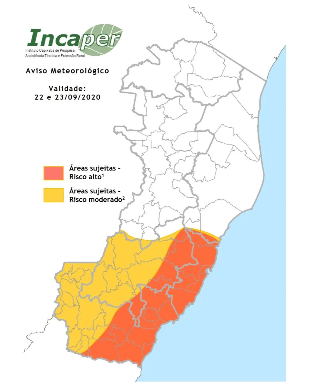 Imagem ilustrativa da imagem Alerta de temporal em 51 cidades do Estado. Veja a lista