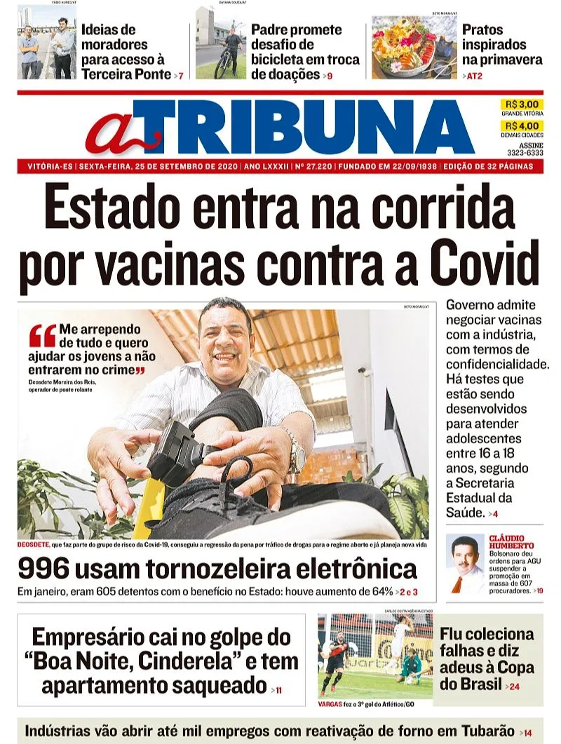 Imagem ilustrativa da imagem Clique aqui e veja os destaques do jornal A Tribuna desta sexta