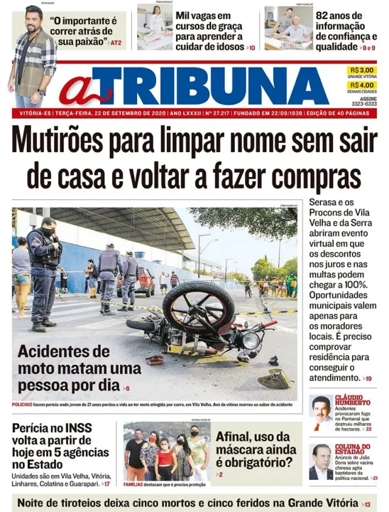 Imagem ilustrativa da imagem Clique aqui e veja os destaques do jornal A Tribuna desta terça