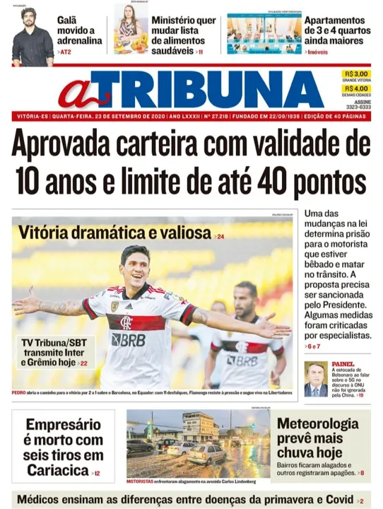 Imagem ilustrativa da imagem Clique aqui e veja os destaques do jornal A Tribuna desta quarta