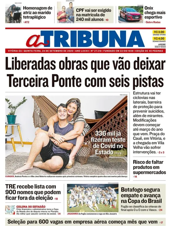 Imagem ilustrativa da imagem Clique aqui e veja os destaques do jornal A Tribuna desta quinta