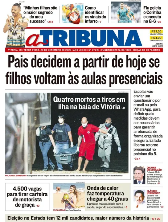 Imagem ilustrativa da imagem Clique aqui e veja os destaques do jornal A Tribuna desta terça