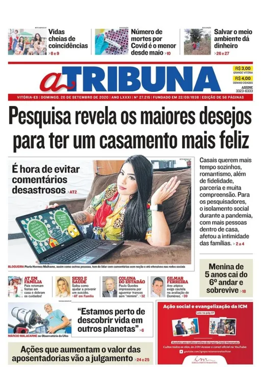 Imagem ilustrativa da imagem Confira os destaques do Jornal A Tribuna deste domingo