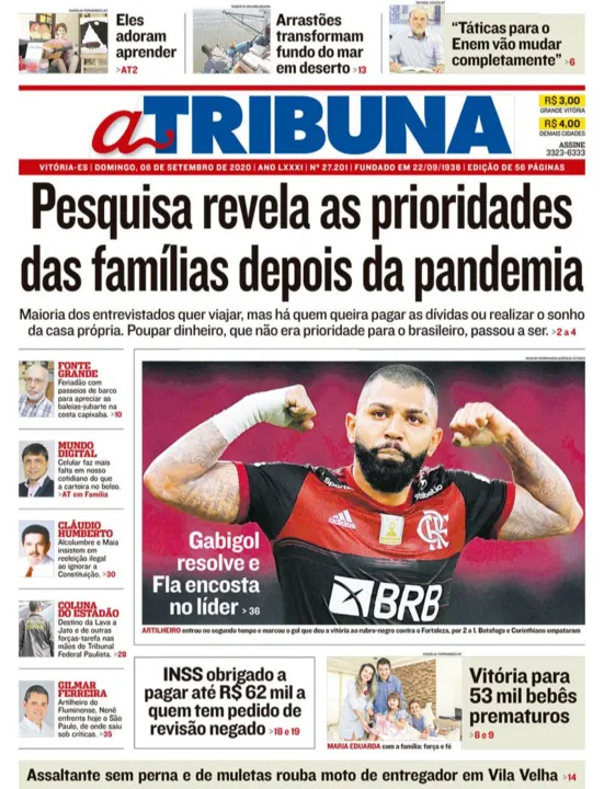 Imagem ilustrativa da imagem Confira os destaques do Jornal A Tribuna deste domingo