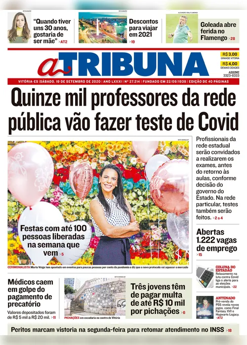 Imagem ilustrativa da imagem Clique aqui e confira os destaques do jornal A Tribuna deste sábado