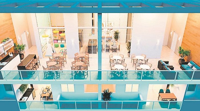 Edifício Ilha de Key West Residence, localizado na Praia de Itaparica, em Vila Velha, busca oferecer conforto e ambientes arejados: são três quartos com suíte e opções com terraço e piscina privativa, em um total de 141 unidades (Foto: Divulgação/ Kemp Engenharia )
