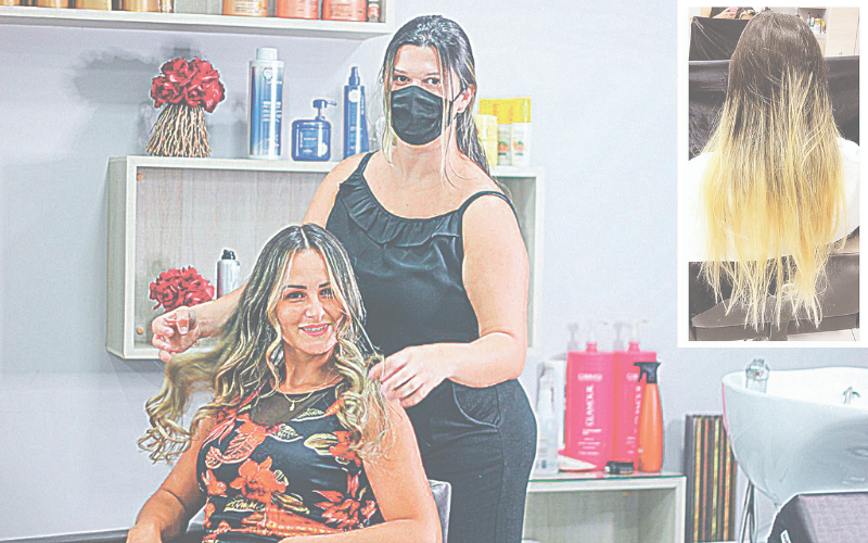 Nara Maiole pediu socorro à cabelereira Thielli Boni para cuidar dos cabelos (Foto: Roberta Bourguignon)