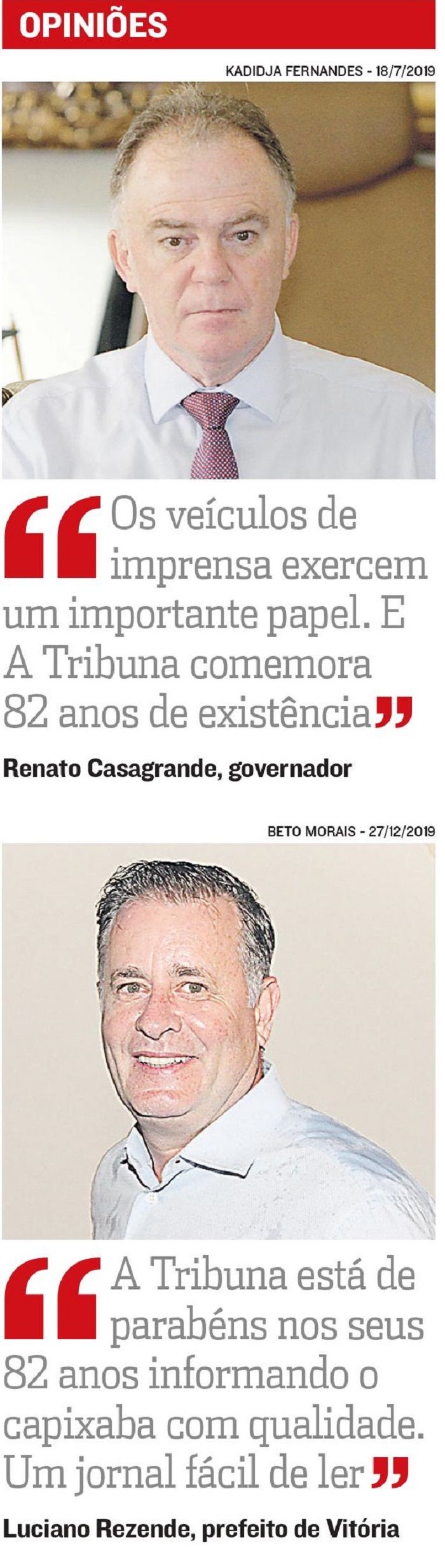 Opiniões (Foto: Reprodução Jornal A Tribuna)